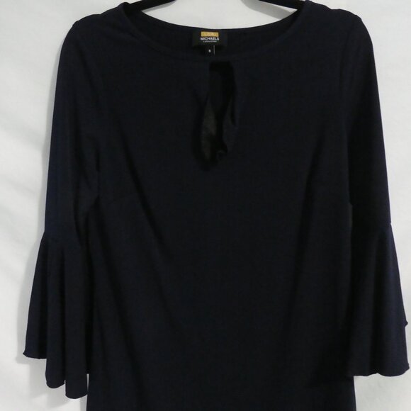 LORI MICHAELS COLLECTION | size 6 | Dark Blue Long Bell Sleeve Dress - Picture 4 of 16